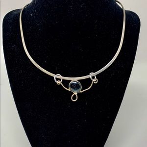 Sterling silver collar necklace & stone slide